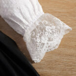 Black dress with a leather and White blouse with lace details set - Image 7