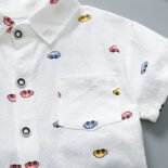 Summer new boys short-sleeved denim shorts suits fashionable thin breathable boys shirt two-piece suits - Image 5