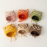 Baby hat autumn and winter cute pullover hat boys and girls knitted hat children's thin baby ear protection wool hat