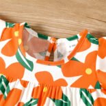 100% Cotton Summer Lovely Women's Floral All Over Print Ruffle Sleeve Dress Cute Toddler Baby Clothes - Image 5