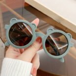 Bear style children's sunglasses color frame glasses anti-ultraviolet children's glasses - Image 2