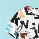 2-piece Kid Boy Colorful Letter Print Tee and Elasticized Black Pants Set - Image 4