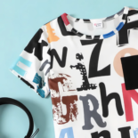 2-piece Kid Boy Colorful Letter Print Tee and Elasticized Black Pants Set - Image 8