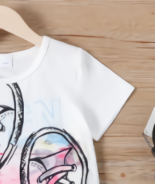 2-piece kid boy painting shoes print top sleeve tee and elasticized denim short set - Image 5