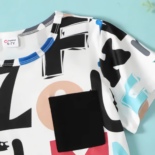 2-piece Kid Boy Colorful Letter Print Tee and Elasticized Black Pants Set - Image 5