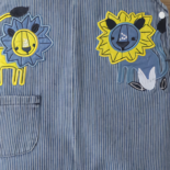 Baby girl cartoon lion embroidered pinstriped sleeveless overalls - Image 7