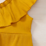 2-piece Toddler girl ruffled ribbed yellow camisole and floral  print  skirt set - Image 6