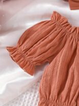 3pcs Baby Infant Girls Casual Plain Color Off Shoulder Top & Skirt & Headband Set Clothes - Image 5