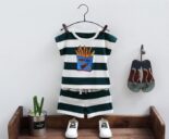 Boy's short sleeve set summer new version of the stripe casual thin two-piece set of baby clothes tide