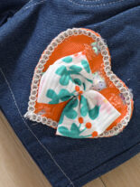 Girls pit strip floral sleeveless top, denim shorts - Image 4