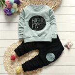 Baby Long-sleeve Cotton Unisex Retro Letter Baby's Sets