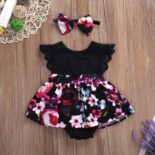 Baby Girl Floral Allover Sleeveless Romper And Headband