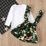 Girls and children   spring and autumn long sleeve top + camouflage strap skirt sister two-piece children's