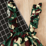 Girls and children   spring and autumn long sleeve top + camouflage strap skirt sister two-piece children's - Image 6