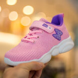 Spring and Autumn Children's Sneakers, Bow Girls' Shoes, Breathable Flying Weaving, Primary School Shoes, Running Shoes, Small, Medium and Large Children's Shoes - Image 2