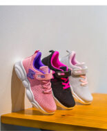 Spring and Autumn Children's Sneakers, Bow Girls' Shoes, Breathable Flying Weaving, Primary School Shoes, Running Shoes, Small, Medium and Large Children's Shoes - Image 9