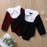 Autumn Baby Long-sleeved Shirt Lapel Long Sleeve One-piece Crawler Baby Style Onesie