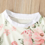 Girls and children spring and autumn trend long sleeve flower print top + short skirt two-piece set children's - Image 4