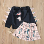 Beautiful children spring and autumn African bohemian style dinosaur sweater + short skirt two-piece children's clothing - Image 4