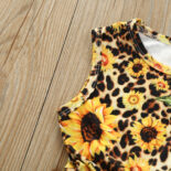 Summer children's clothing new products for little girls bow mesh dress children's vest leopard print patchwork princess dress - Image 5