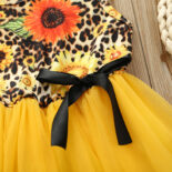 Summer children's clothing new products for little girls bow mesh dress children's vest leopard print patchwork princess dress - Image 4