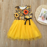 Summer children's clothing new products for little girls bow mesh dress children's vest leopard print patchwork princess dress