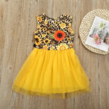 Summer children's clothing new products for little girls bow mesh dress children's vest leopard print patchwork princess dress - Image 2