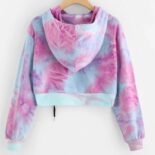 Autumn Thin  Tie-Dye Cropped Drawstring Hoodie - Image 2