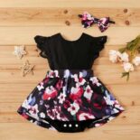 Baby Girl Floral Allover Sleeveless Romper And Headband - Image 3