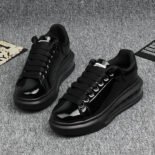 Patent leather small white shoes women, shiny couple style platform soles, flatform shoes, air cushion soles, women's skateboarding shoes, sneakers, women - Image 2