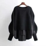 Fall/Winter  New Women's Knitwear Fashion Sweater Fake Two Pieces Patchwork Pullover Women's Top - Image 2