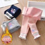 Girls' leggings new children's wear thickened one-piece velvet baby fleece pants