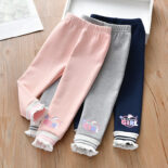 Girls' leggings new children's wear thickened one-piece velvet baby fleece pants - Image 2