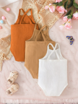 Fashion baby striped triangle summer new fashion casual suspender solid color one-piece - Image 2