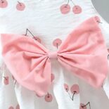 Fruit Apple Cherry Allover Bow Decorative Dress And Hat Set - Image 4