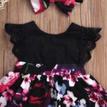 Baby Girl Floral Allover Sleeveless Romper And Headband - Image 4