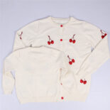 Children's Fall and Winter Cherry Embroidered Sweater Parent-Child Cotton Knitted Jacket - Image 5