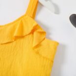 Girl Ruffled Button Camisole And Floral Print Belted Shorts - Image 5