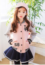 Girls' Spring and Autumn Outfit Version Medium and Large Kids Cotton Culottes Leggings Baseball Uniform Jacket Two Piece Set - Image 3