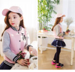 Girls' Spring and Autumn Outfit Version Medium and Large Kids Cotton Culottes Leggings Baseball Uniform Jacket Two Piece Set - Image 4
