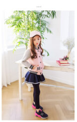 Girls' Spring and Autumn Outfit Version Medium and Large Kids Cotton Culottes Leggings Baseball Uniform Jacket Two Piece Set - Image 7