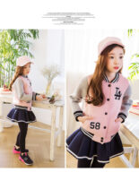 Girls' Spring and Autumn Outfit Version Medium and Large Kids Cotton Culottes Leggings Baseball Uniform Jacket Two Piece Set - Image 9