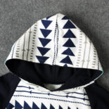 Boys and children in spring and autumn long-sleeved triangle striped jumpsuits, crawling clothes, children's clothes - Image 3