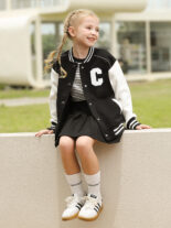 Children's Clothing Boys and Girls Autumn Jacket New Fashionable Style Simple Stitching Baseball Uniform Cropped Jacket Top - Image 2