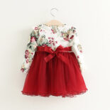Girls' Floral Dress   Autumn and Winter Fashion Long Sleeve Flying Sleeve Mesh Skirt - Image 2