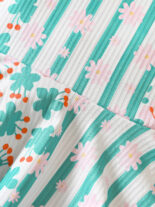 Girls pit strip floral sleeveless top, denim shorts - Image 3