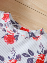 Girls pit strip floral sleeveless top, denim shorts - Image 2