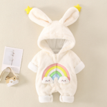 Newborn baby jumpsuit winter plus velvet thickening to go out to keep warm winter clothes newborn baby princess romper winter - Image 2