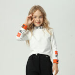 Girls Stitching Long Sleeve T-Shirt Printed Tops for Medium and Big Kids Foreign Trade Children's Sweatshirts