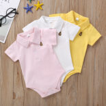 Baby onesies, summer solid colors, short sleeves, boys, women's clothes, BODYSUIT5 colors - Image 2